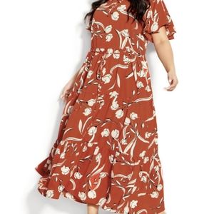 Avenue Loralette Happy Tier Print Maxi Dress - TigerLily 22-24 Plus
